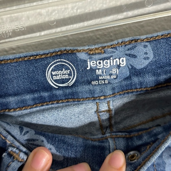 Wonder Nation Girls Blue Denim Jegging Jeans Butterfly Print size M(7-8) - Picture 7 of 7